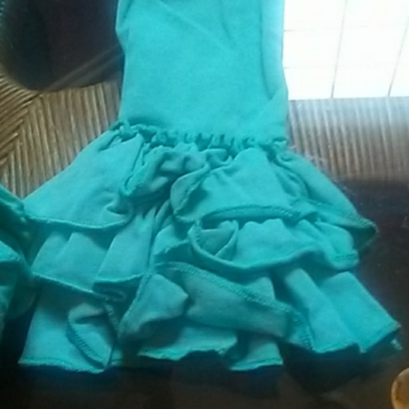 Aqua colored triple ruffle pants size 4 regular - Picture 2 of 3